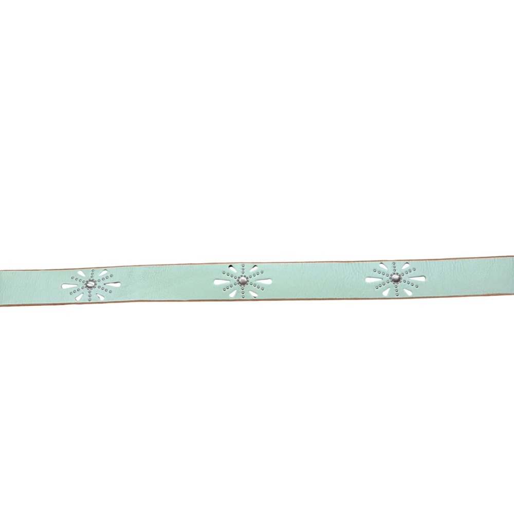 Linea Pelle Mint Green Leather Studded Cutout Belt Womens Large Handmade